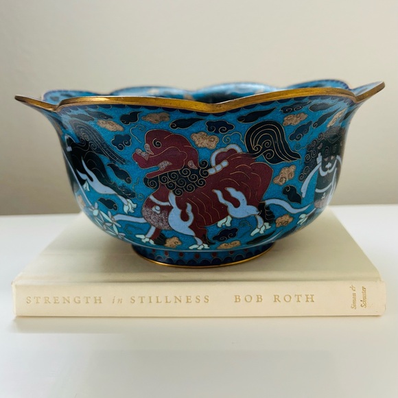 Vintage Fine Art Chinese Cloisonne Medium Bowl | Chinoiserie | - Picture 2 of 7